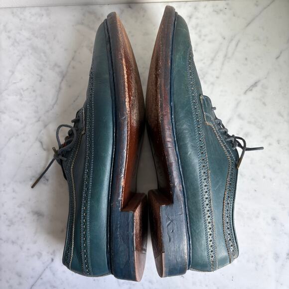 Florsheim by Duckie Brown Teal Leather Brogue Oxfords Men’s 10.5D Heritage Prep - Picture 4 of 16